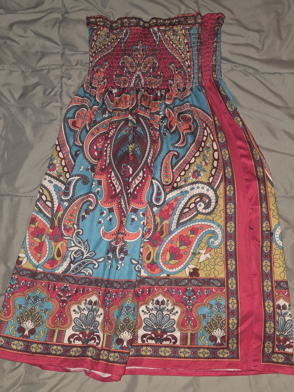 Forever 21 Turquoise & Magenta Paisley Maxi Skirt